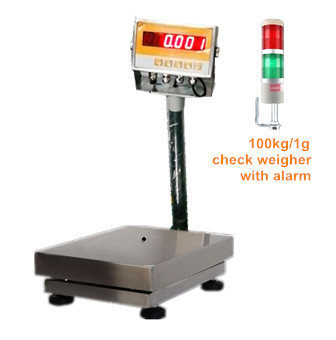 Stainless steel Automatic Check Weigher IN-CWS100-1 100kg 1g aacuracy RS485  100000 divisions With platform 300*400mm and LED Display alarm light